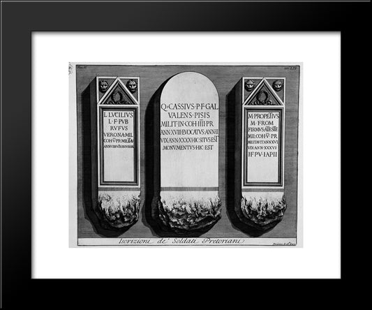 The Roman Antiquities, T. 2, Plate Liv. Registration Of `Soldiers Praetorian Guards. 20x24 Black Modern Wood Framed Art Print Poster by Piranesi, Giovanni Battista