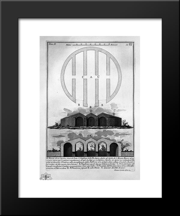 The Roman Antiquities, T. 2, Plate Vi. Following The Above Table. 20x24 Black Modern Wood Framed Art Print Poster by Piranesi, Giovanni Battista