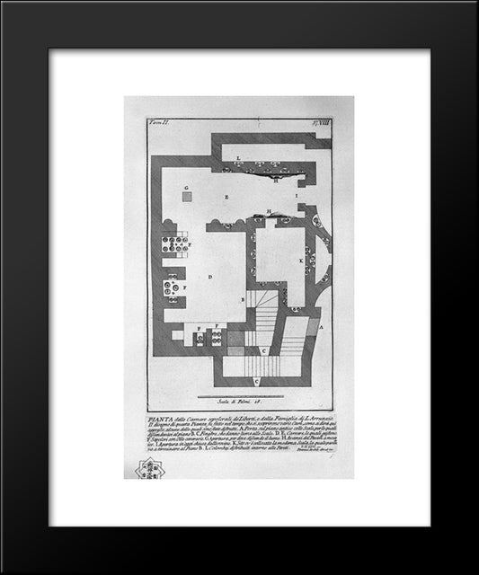 The Roman Antiquities, T. 2, Plate Viii. Entry Of The Burial Chamber Of L. Liberti And Family Arrunzio. 20x24 Black Modern Wood Framed Art Print Poster by Piranesi, Giovanni Battista