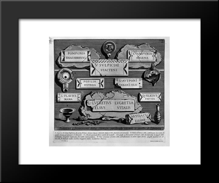 The Roman Antiquities, T. 2, Plate Xvii. Burial Chamber Just Steps Away From The Family Of L. Arrunzio. 20x24 Black Modern Wood Framed Art Print Poster by Piranesi, Giovanni Battista