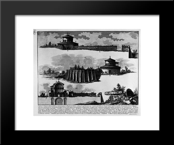 The Roman Antiquities, T. 2, Plate Xxii. Plan Of The Mausoleum Of Constance. 20x24 Black Modern Wood Framed Art Print Poster by Piranesi, Giovanni Battista