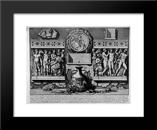 The Roman Antiquities, T. 2, Plate Xxxv. Rear Of The Previous Special Urn. 20x24 Black Modern Wood Framed Art Print Poster by Piranesi, Giovanni Battista