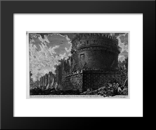 The Roman Antiquities, T. 3, Plate Lii. View Of The Back Side Of The Mausoleum Of Cecilia Metella. 20x24 Black Modern Wood Framed Art Print Poster by Piranesi, Giovanni Battista