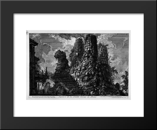 The Roman Antiquities, T. 3, Plate X. Tomb Of The Three Brothers In Albano Curiazj. 20x24 Black Modern Wood Framed Art Print Poster by Piranesi, Giovanni Battista