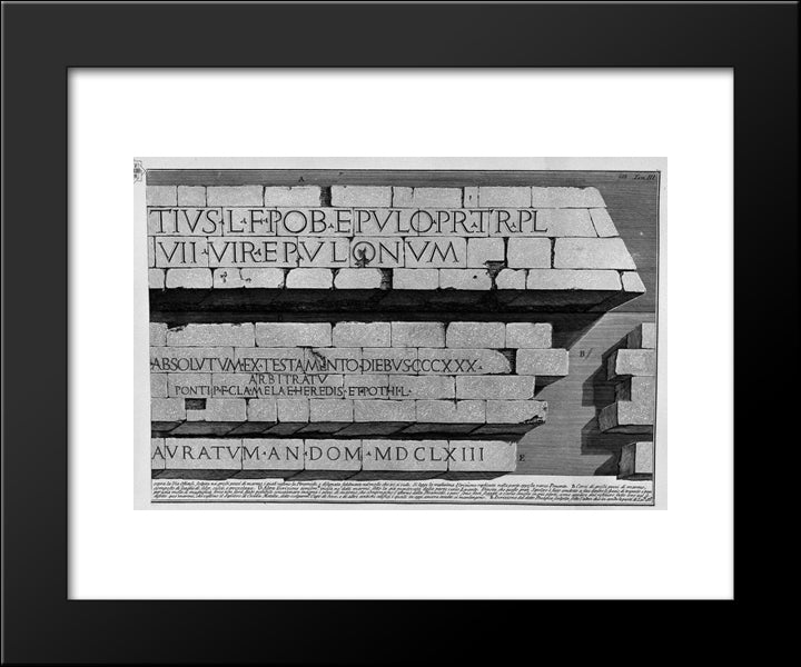 The Roman Antiquities, T. 3, Plate Xli. Registration Of The Mausoleum Of Caius Cestius. 20x24 Black Modern Wood Framed Art Print Poster by Piranesi, Giovanni Battista