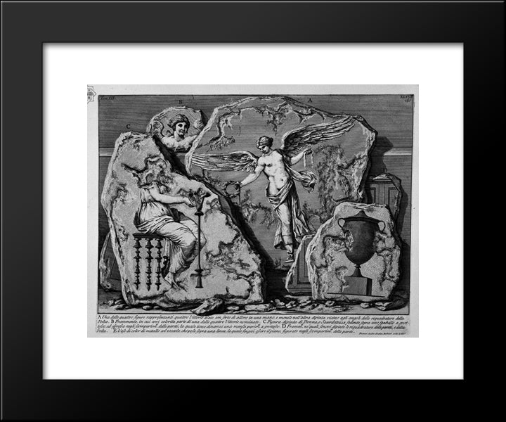 The Roman Antiquities, T. 3, Plate Xlix. Decorative Details Of The Walls Of The Room Above. 20x24 Black Modern Wood Framed Art Print Poster by Piranesi, Giovanni Battista