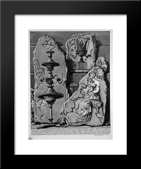 The Roman Antiquities, T. 3, Plate Xlviii. Decorative Details Of The Walls Of The Room Above. 20x24 Black Modern Wood Framed Art Print Poster by Piranesi, Giovanni Battista