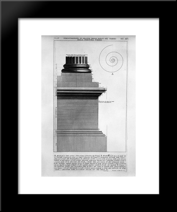The Roman Antiquities, T. 4, Plate Li. Vista In Large Parts Of The Temple Of Fortuna Virile. 20x24 Black Modern Wood Framed Art Print Poster by Piranesi, Giovanni Battista