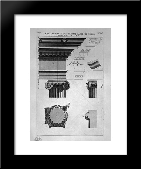 The Roman Antiquities, T. 4, Plate Lii. Vista In Large Parts Of The Temple Of Fortuna Virile. 20x24 Black Modern Wood Framed Art Print Poster by Piranesi, Giovanni Battista