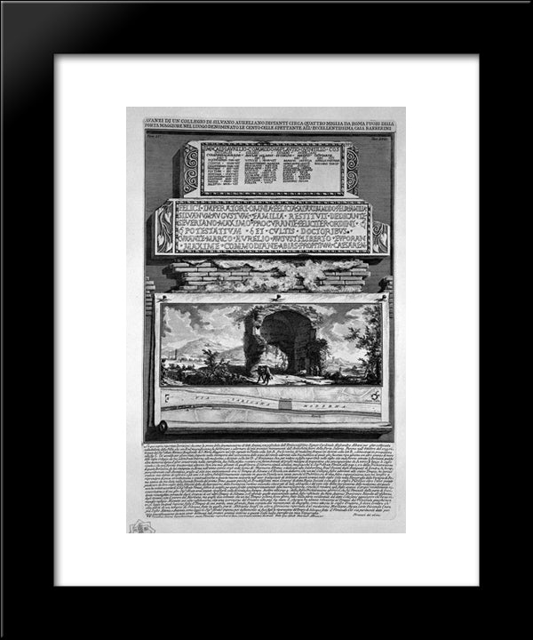 The Roman Antiquities, T. 4, Plate Lvi. Silvano Remains Of A Board Of Aurelian. 20x24 Black Modern Wood Framed Art Print Poster by Piranesi, Giovanni Battista