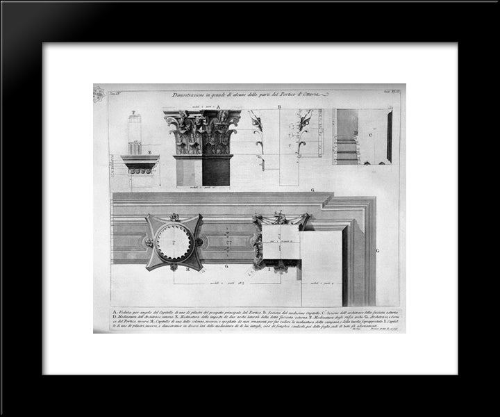 The Roman Antiquities, T. 4, Plate Xliii. Vista Of Some Of The Great Parts Of The Portico D`Ottavia. 20x24 Black Modern Wood Framed Art Print Poster by Piranesi, Giovanni Battista