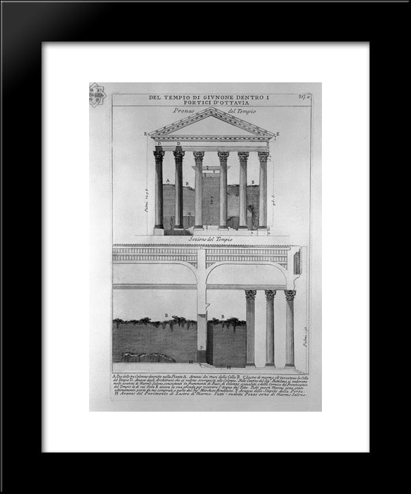 The Roman Antiquities, T. 4, Plate Xlv. Temple Of Juno In The Portico D`Ottavia. 20x24 Black Modern Wood Framed Art Print Poster by Piranesi, Giovanni Battista