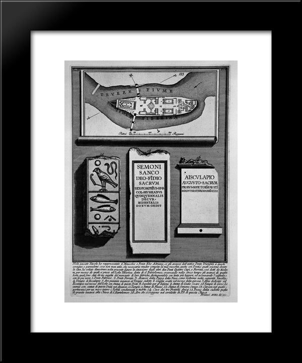 The Roman Antiquities, T. 4, Plate Xv. View The Progress Of One Of The Stacks Of The Triumphal Bridge. 20x24 Black Modern Wood Framed Art Print Poster by Piranesi, Giovanni Battista