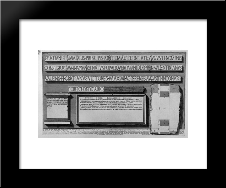 The Roman Antiquities, T. 4, Plate Xxii. View Of The Bridge Cestius. 20x24 Black Modern Wood Framed Art Print Poster by Piranesi, Giovanni Battista