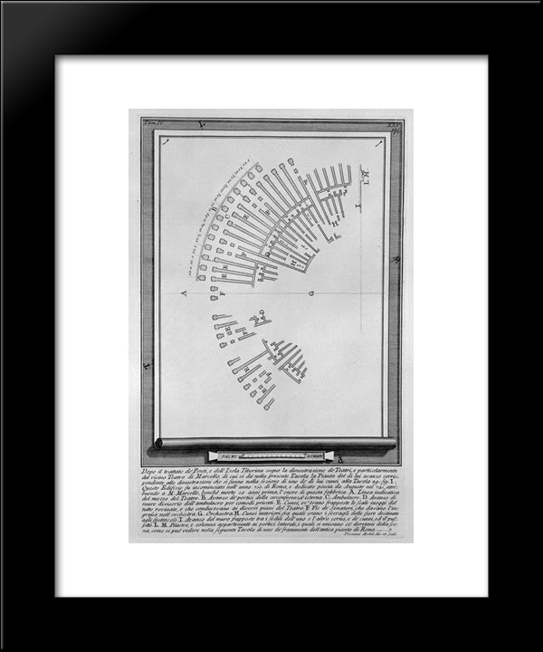 The Roman Antiquities, T. 4, Plate Xxv. Bridge Cross-Section Of Cestius. 20x24 Black Modern Wood Framed Art Print Poster by Piranesi, Giovanni Battista