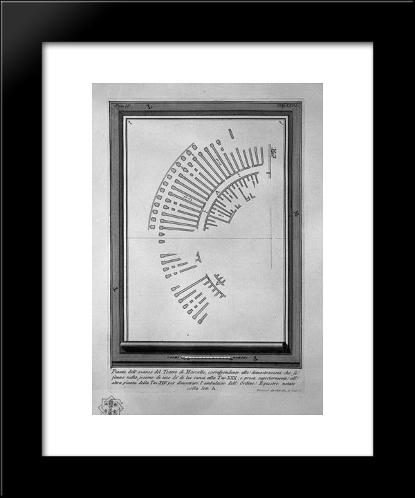 The Roman Antiquities, T. 4, Plate Xxv. Plan Of The Theatre Of Marcellus. 20x24 Black Modern Wood Framed Art Print Poster by Piranesi, Giovanni Battista