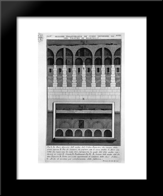 The Roman Antiquities, T. 4, Plate Xxxi. Section One Of The Wedges Of The Theatre Of Marcellus. 20x24 Black Modern Wood Framed Art Print Poster by Piranesi, Giovanni Battista