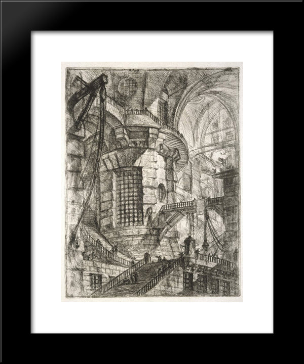 The Round Tower, Plate Iii From `Carceri D`Invenzione` 20x24 Black Modern Wood Framed Art Print Poster by Piranesi, Giovanni Battista