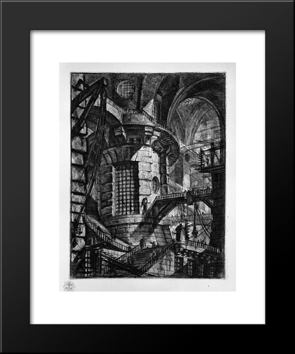 The Round Tower 20x24 Black Modern Wood Framed Art Print Poster by Piranesi, Giovanni Battista