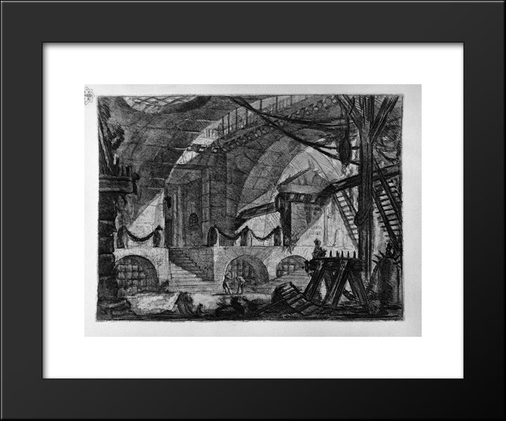 The Sawhorse 20x24 Black Modern Wood Framed Art Print Poster by Piranesi, Giovanni Battista