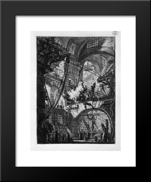 The Smoking Fire 20x24 Black Modern Wood Framed Art Print Poster by Piranesi, Giovanni Battista