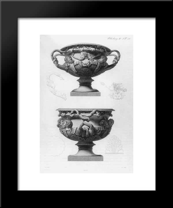 The So Called `Warwick Vase`, An Famous Antique Marble Object, Found In Tivoli, Italy, In 1771 20x24 Black Modern Wood Framed Art Print Poster by Piranesi, Giovanni Battista