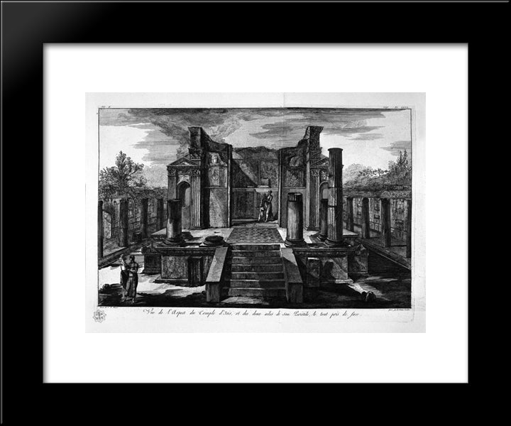 The Temple Of Isis De Face, With The Two Wings Of His Peristillo 20x24 Black Modern Wood Framed Art Print Poster by Piranesi, Giovanni Battista