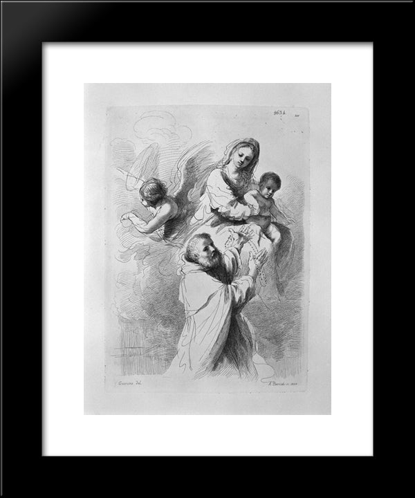 The Virgin And Child With St. John, By Guercino 20x24 Black Modern Wood Framed Art Print Poster by Piranesi, Giovanni Battista