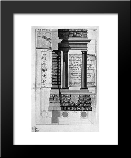 Title Page With The Above Written On A Sign Behind Doric Columns 20x24 Black Modern Wood Framed Art Print Poster by Piranesi, Giovanni Battista