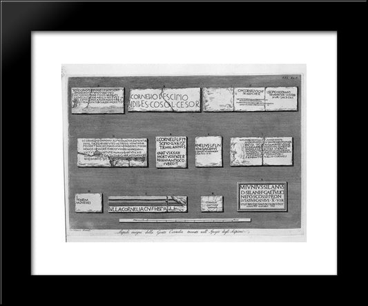 Tombstones Of Famous People Found In Cornelia `Hypogeum Of The Scipios 20x24 Black Modern Wood Framed Art Print Poster by Piranesi, Giovanni Battista