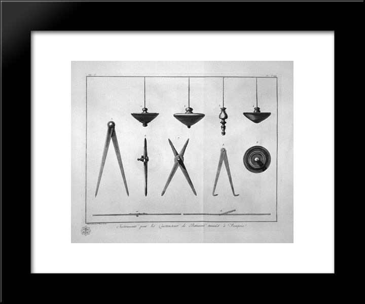 Tools Of Builder 20x24 Black Modern Wood Framed Art Print Poster by Piranesi, Giovanni Battista