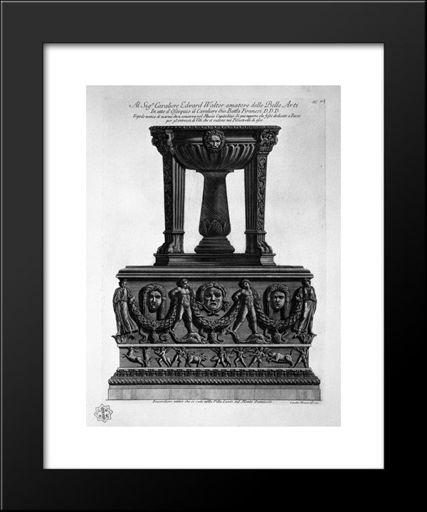 Tripod Marble Bas-Relief Of The Capitoline Museum And The Villa Lante On The Janiculum 20x24 Black Modern Wood Framed Art Print Poster by Piranesi, Giovanni Battista