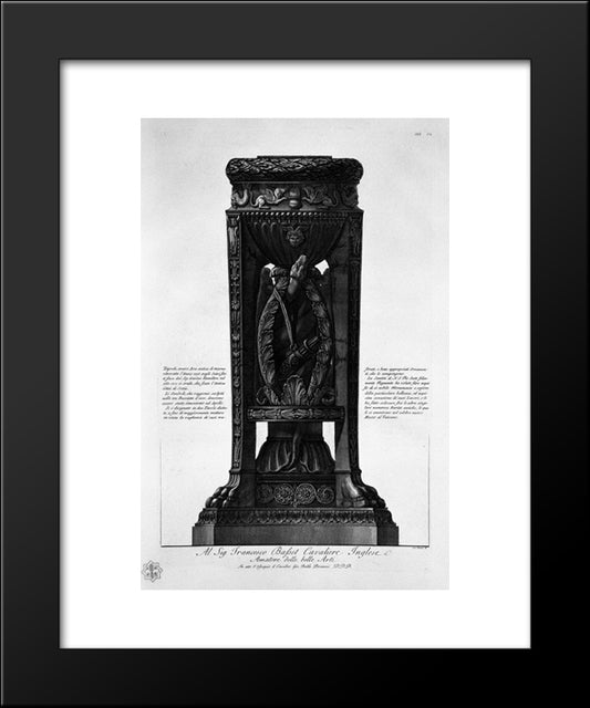 Tripod Or Ancient Marble Altar Found At Ostia In 1775 (Vatican Museums) 20x24 Black Modern Wood Framed Art Print Poster by Piranesi, Giovanni Battista