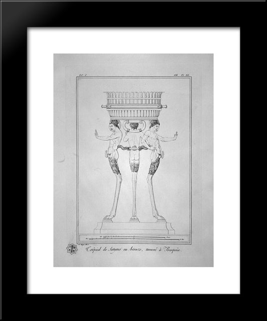 Tripod With Satyrs, Found At Pompeii (Inc. In Outline) 20x24 Black Modern Wood Framed Art Print Poster by Piranesi, Giovanni Battista