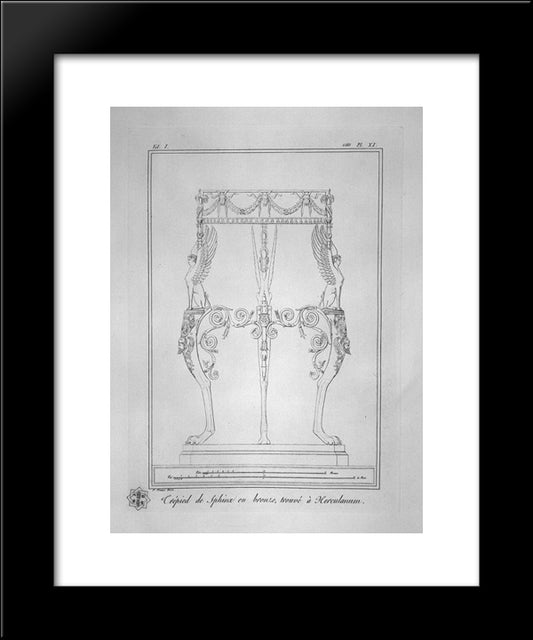 Tripod With Sphinxes, Found At Herculaneum (Inc. In Outline) 20x24 Black Modern Wood Framed Art Print Poster by Piranesi, Giovanni Battista