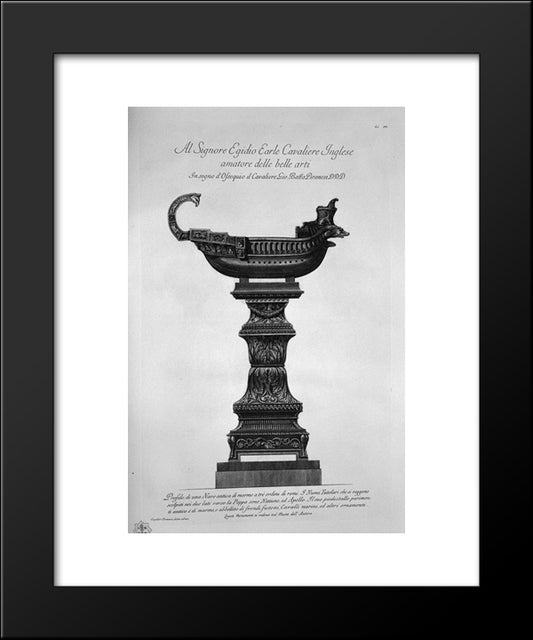 Trireme Roman With Marble Pedestal 20x24 Black Modern Wood Framed Art Print Poster by Piranesi, Giovanni Battista