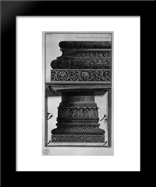 Two Bases Of Columns (Paul`S Basilica, Baptistery Of Constantine) 20x24 Black Modern Wood Framed Art Print Poster by Piranesi, Giovanni Battista