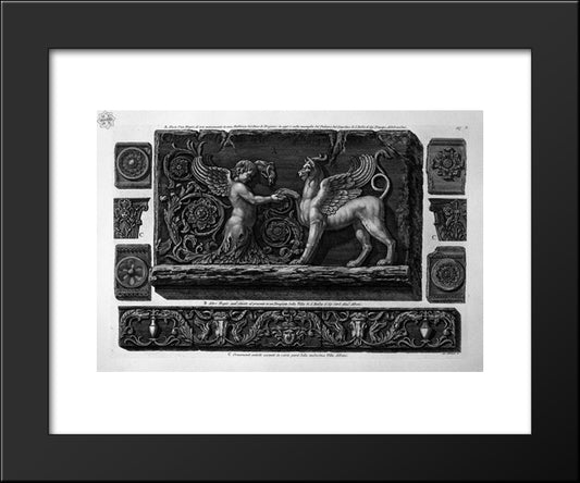 Two Ornamental Marble Friezes And Six Fragments (Aldobrandini And Villa Albani) 20x24 Black Modern Wood Framed Art Print Poster by Piranesi, Giovanni Battista