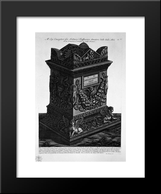 Urn Of Marble Containing The Remains Of Lucius Aurelius Terenten And His Wife, Found In 1766 20x24 Black Modern Wood Framed Art Print Poster by Piranesi, Giovanni Battista