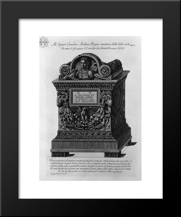 Urn Of Marble Lucius Calvin 20x24 Black Modern Wood Framed Art Print Poster by Piranesi, Giovanni Battista