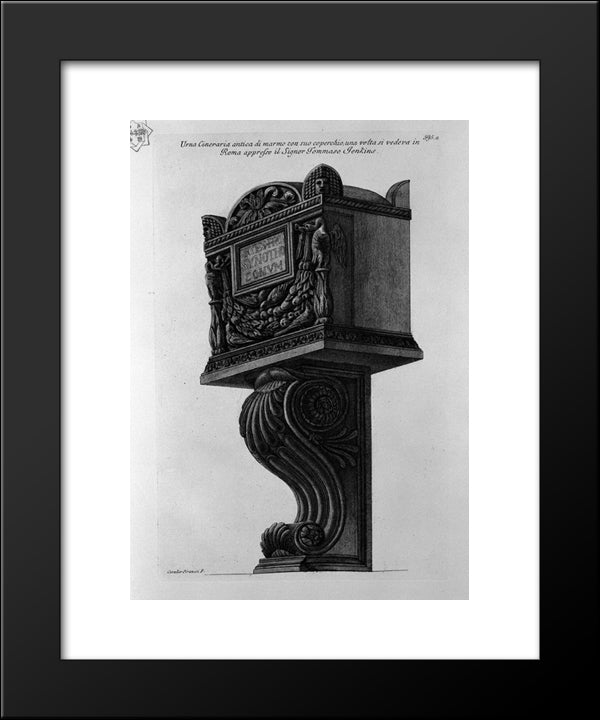 Urn Of Marble With Its Lid 20x24 Black Modern Wood Framed Art Print Poster by Piranesi, Giovanni Battista