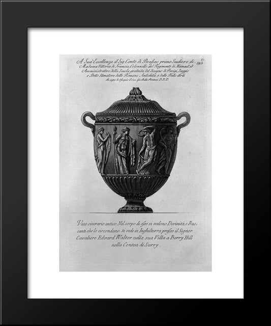 Urn Vase With Bacchae And Divinity 20x24 Black Modern Wood Framed Art Print Poster by Piranesi, Giovanni Battista