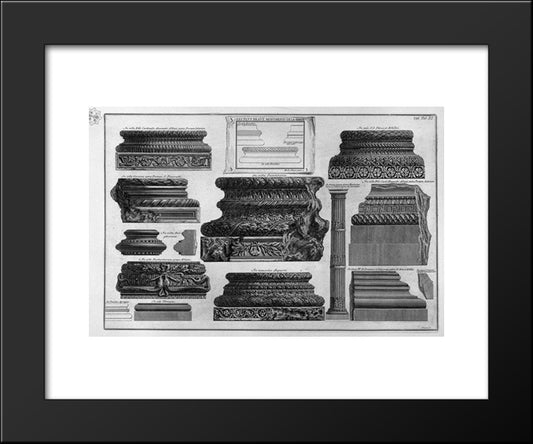 Various Bases And A Stem Of Columns 20x24 Black Modern Wood Framed Art Print Poster by Piranesi, Giovanni Battista