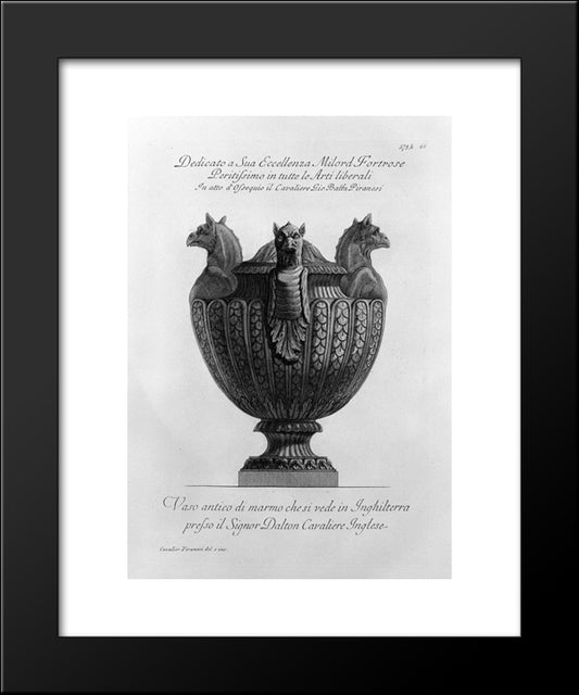 Vase With Ancient Marble Griffins And Ribbing 20x24 Black Modern Wood Framed Art Print Poster by Piranesi, Giovanni Battista