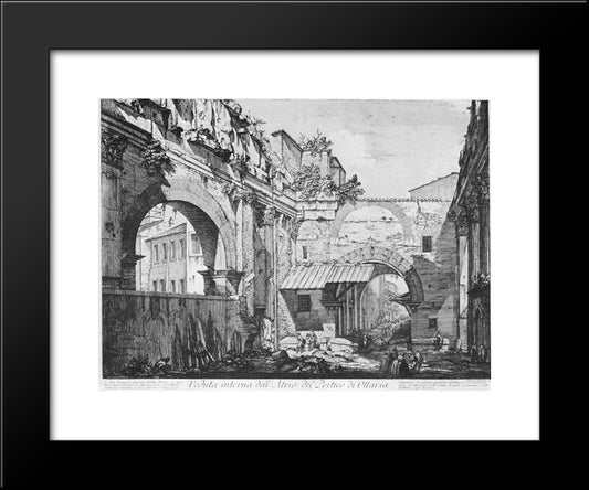 Veduta Dell`Atrio Del Portico Di Ottavia 20x24 Black Modern Wood Framed Art Print Poster by Piranesi, Giovanni Battista