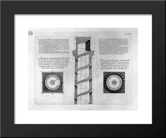 Vertical Section Of The Trajan Column, With Six Plants Taken At Various Heights, Three Boards Together 20x24 Black Modern Wood Framed Art Print Poster by Piranesi, Giovanni Battista