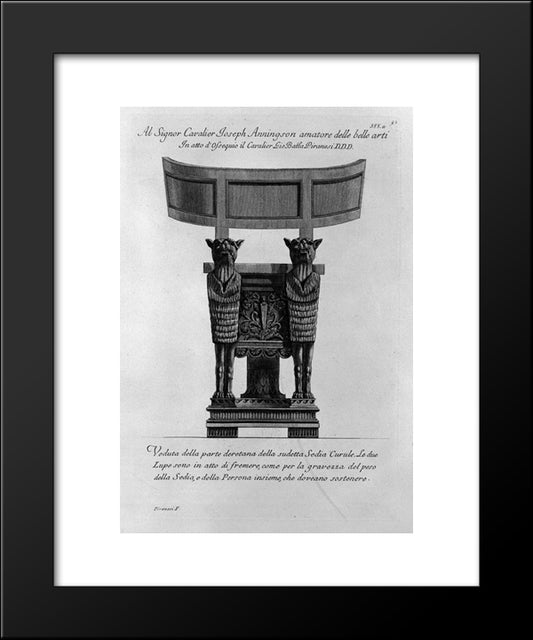 View From The Rear Of This Curule Chair 20x24 Black Modern Wood Framed Art Print Poster by Piranesi, Giovanni Battista