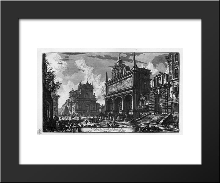 View In Perspective Of The Great Fountain Of Trevi Said Virgin, Architecture Nicola Salvi 20x24 Black Modern Wood Framed Art Print Poster by Piranesi, Giovanni Battista