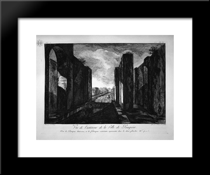 View Of Buildings Taken From The Entrance Of The City Of Pompeii 20x24 Black Modern Wood Framed Art Print Poster by Piranesi, Giovanni Battista