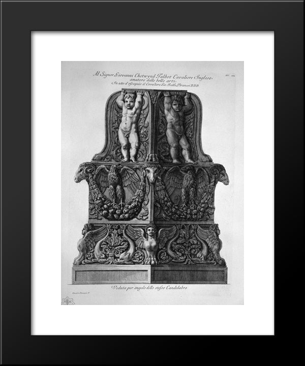 View Of Each Corner Of The Same Candlestick 20x24 Black Modern Wood Framed Art Print Poster by Piranesi, Giovanni Battista